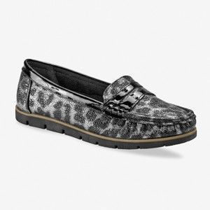 Blancheporte Trblietavé mokasíny, leopardia sivo/čierna sivá/čierna 37