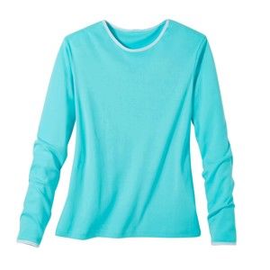 Blancheporte Dvojfarebné tričko s dlhými rukávmi blankytná modrá 54