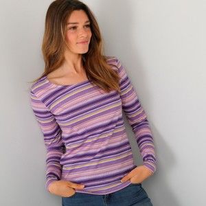 Blancheporte Prúžkované tričko s dlhými rukávmi fialová/lila 50