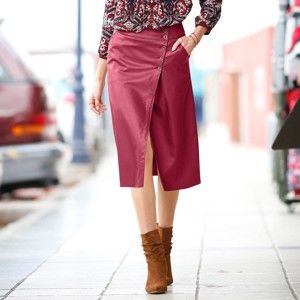 Blancheporte Puzdrová sukňa, kožený vzhľad tmavočervená 40