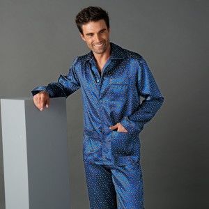 Blancheporte Saténové pyžamo námornická modrá 127/136 (3XL)