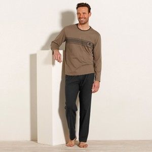 Blancheporte Pyžamo s nohavicami a dlhým rukávom čokoládová/čierna 107/116 (XL)