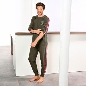 Blancheporte Pyžamo s potlačou a dlhými rukávmi khaki 107/116 (XL)