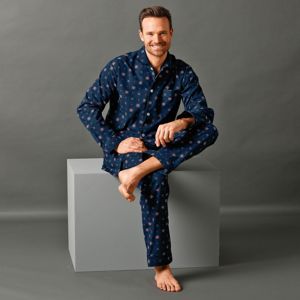 Blancheporte Klasické pánske pyžamo s potlačou nám.modrá 107/116 (XL)