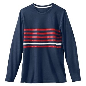 Blancheporte Pyžamové tričko s prúžkami a dlhými rukávmi nám.modrá/červená 87/96 (M)