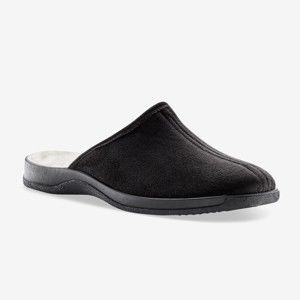 Blancheporte Široké jednofarebné papuče, vlna čierna 44