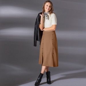 Blancheporte Midi sukňa s gombíkmi gaštanová 46