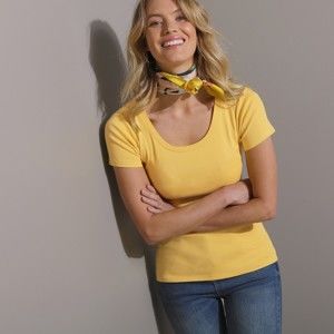 Blancheporte Jednofarebné tričko s krátkymi rukávmi šafranová 54