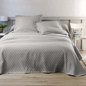 Blancheporte Prikrývka na posteľ s reliéfnym vzorom sivá obliečka na vank. 65x65cm