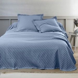 Blancheporte Prikrývka na posteľ s reliéfnym vzorom modrá obliečka na vank. 65x65cm