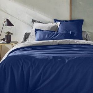 Blancheporte Jednofarebná posteľná bielizeň, bavlnený perkál nám.modrá/sivá obliečka na vank. 63x63cm+lem