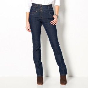 Blancheporte Rovné džínsy s vysokým pásom tmavomodrá 38
