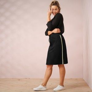 Blancheporte Úpletová sukňa s kontrastnými lemami čierna 54