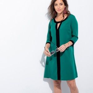 Blancheporte Rovné dvojfarebné šaty zelená/čierna 38