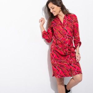 Blancheporte Košeľové šaty s potlačou červená/čierna 46