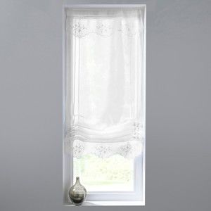 Blancheporte Vitrážová záclonka s výšivkou macramé, efekt ľanu biela 45x160cm