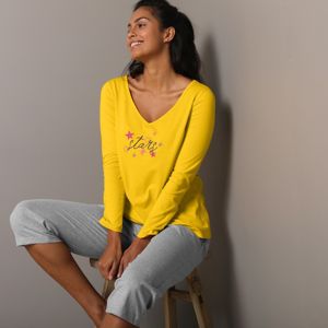 Blancheporte Pyžamové tričko Estrella s dlhými rukávmi žltá 42/44