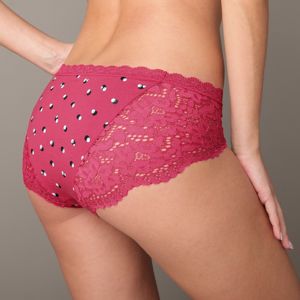 Blancheporte Nohavičky shorty s potlačou bodiek, súpr. 3 ks ružová+pudrová+bordó 50/52