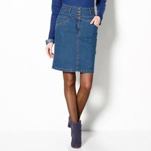Blancheporte Džínsová sukňa s vysokým pásom modrá 44