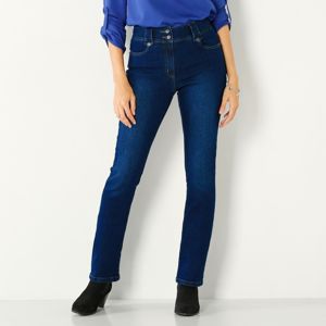 Blancheporte Rovné džínsy s vysokým pásom, pre nižšiu postavu tmavomodrá 40