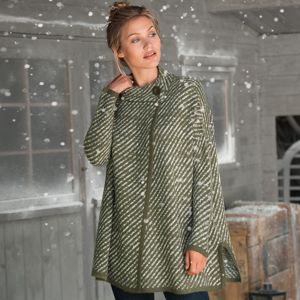 Blancheporte Pruhovaný sveter s plášťovým strihom khaki 34/36