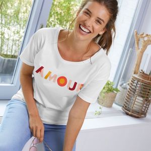 Blancheporte Dámske tričko s potlačou "Amour" biela 52