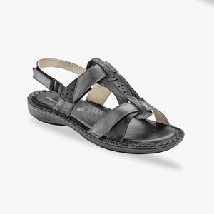 Blancheporte Dvojfarebné kožené sandále, čierne čierna/striebristá 39