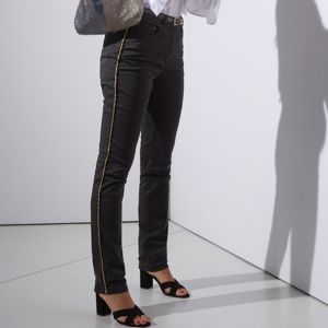 Blancheporte Rovné nohavice so zlatistou lemovkou čierna 42