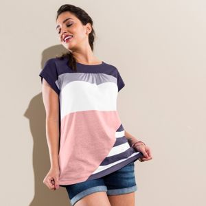 Blancheporte Tričko v grafickom dizajne sivá/ružová 50