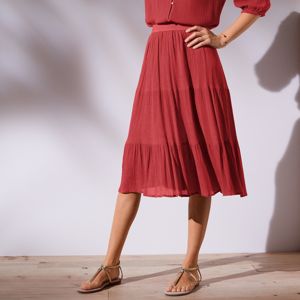 Blancheporte Krátka jednofarebná sukňa tomatová 52