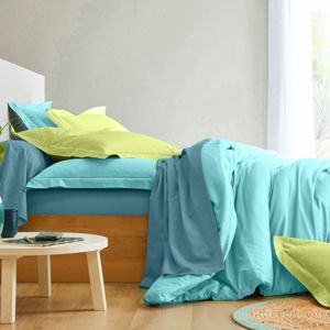 Blancheporte Jednofarebná posteľná súprava zn. Colombine z bavlny blankytná modrá napínacia plachta 180x200cm