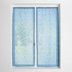 Blancheporte Vitrážová záclona so strieborným motívom modrosivá 60x160cm