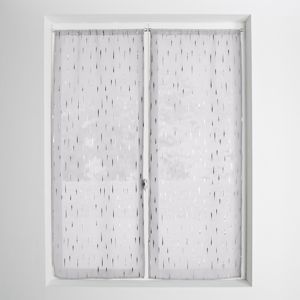 Blancheporte Vitrážová záclona so strieborným motívom, zakončená otvorom sivá 60x120cm