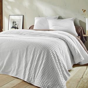 Blancheporte Prikrývka na posteľ so zamatovým vzhľadom biela obliečka na vankúš 65x65cm