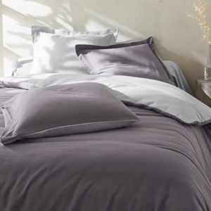 Blancheporte Dvojfarebná posteľná bielizeň, flanel zn. Colombine sivá/antracitová obliečka na prikrývku140x200cm