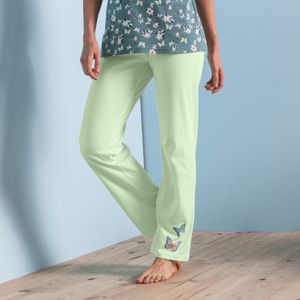 Blancheporte Pyžamové nohavice so stredovým motívom motýľov, bavlna anízová 50