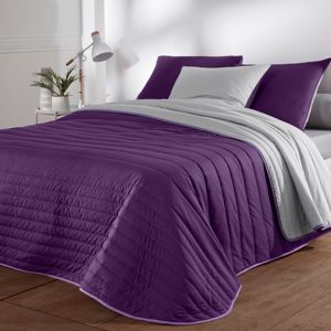 Blancheporte Prešívaná prikrývka na posteľ, dvojfarebný slivková/sivá obliečka na vank. 63x63cm