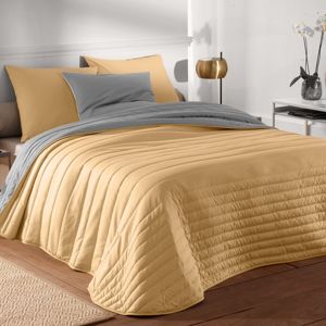 Blancheporte Prešívaná prikrývka na posteľ, dvojfarebný kari/sivá obliečka na vank. 63x63cm
