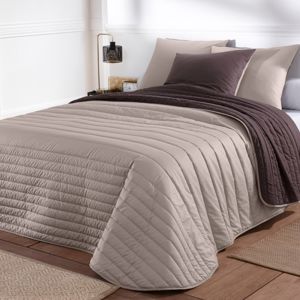 Blancheporte Prešívaná prikrývka na posteľ, dvojfarebný hnedosivá+čokoládová 180x220cm