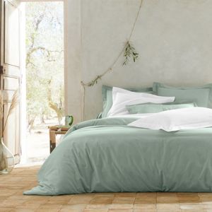 Blancheporte Jednofarebná posteľná súprava zn. Colombine z bavlny zelenkastá napínacia plachta 180x200cm