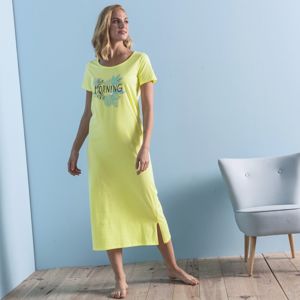 Blancheporte Dlhá nočná košeľa s potlačou "Morning" žltá 54