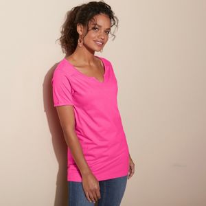 Blancheporte Jednofarebné tričko s tuniským výstrihom ružová 46/48