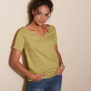 Blancheporte Jednofarebné tričko s tuniským výstrihom olivová 54