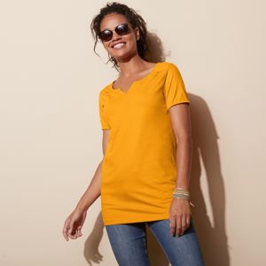 Blancheporte Jednofarebné tričko s tuniským výstrihom šafranová 38/40