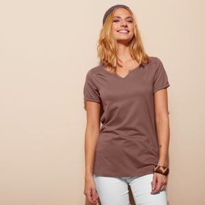 Blancheporte Jednofarebné tričko s tuniským výstrihom gaštanová 34/36