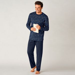 Blancheporte Kockované pyžamo s nohavicami nám.modrá 107/116 (XL)