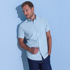 Blancheporte Jednofarebná košeľa, rovný strih, krátke rukávy modrá 39/40