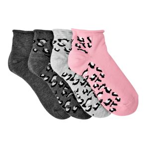 Blancheporte Ponožky s leopardím vzorom, súprava 4 páry sivá/ružová 35/38