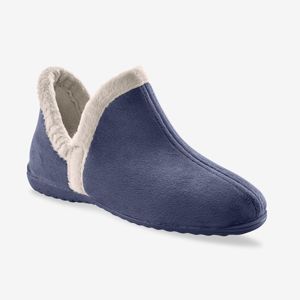 Blancheporte Zamatové papuče s kožušinovou podšívkou modrá 36