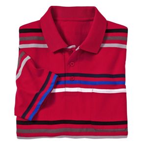 Blancheporte Pruhované polo tričko s krátkymi rukávmi červená 117/126 (XXL)